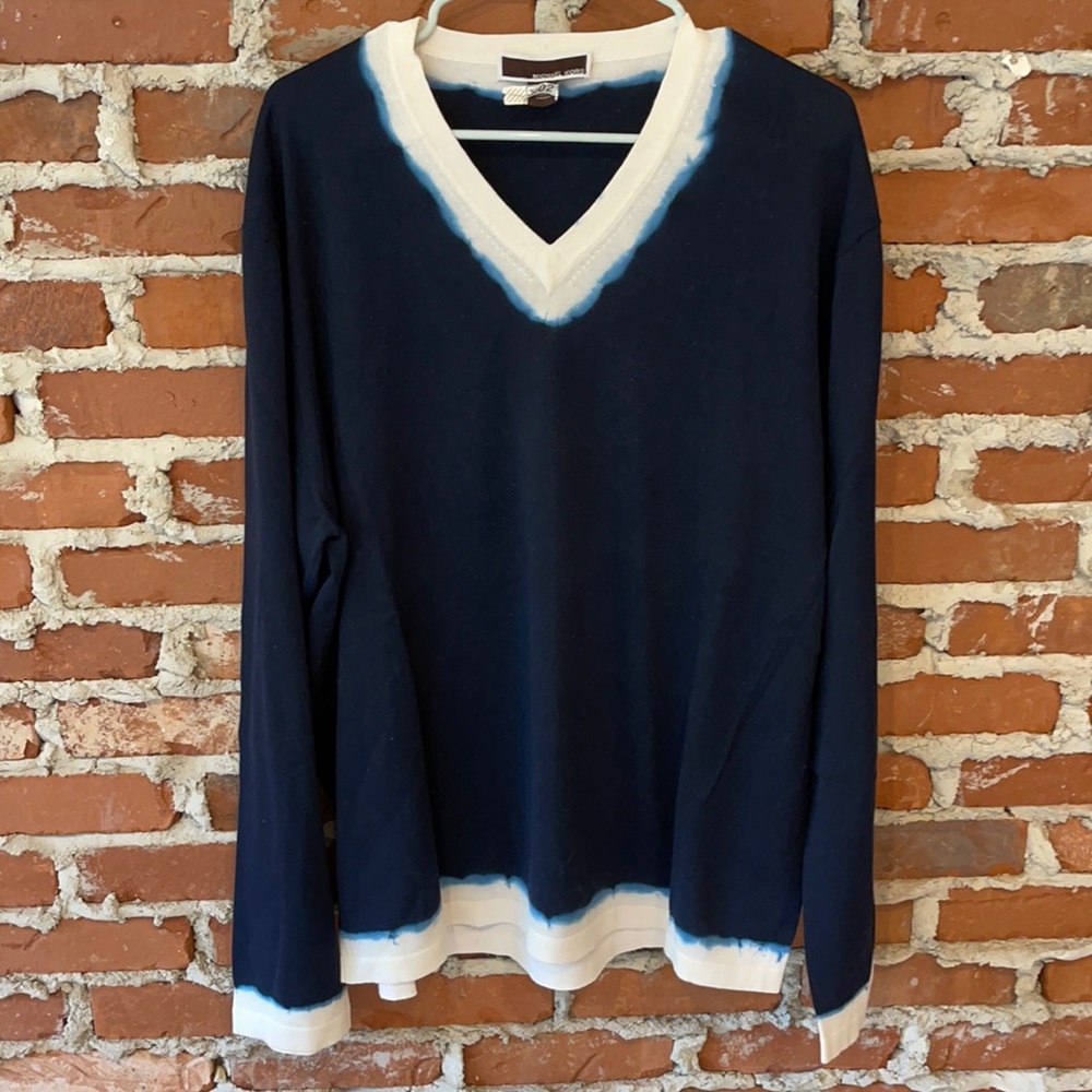 Michael Kors Cotton V Neck Sweater, XXL